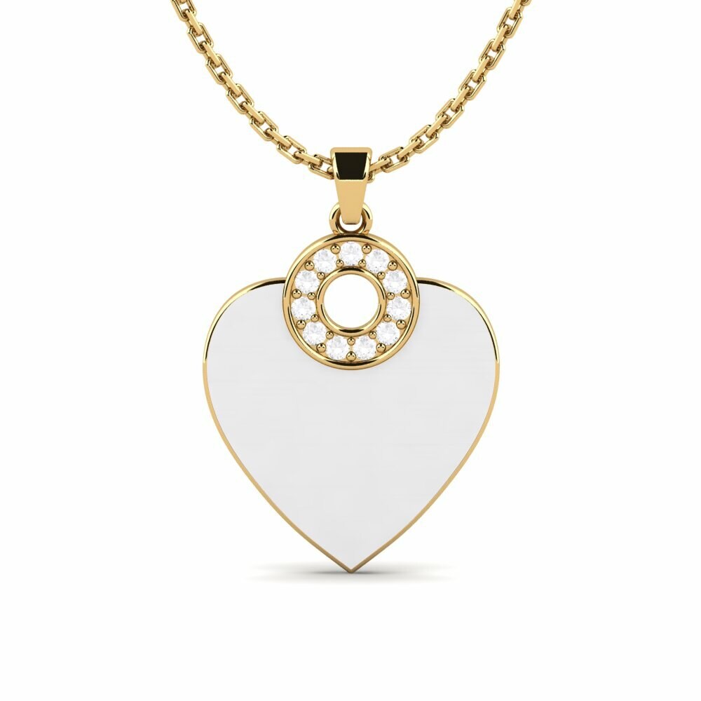 Vàng 9K Đá Sapphire Trắng Mặt dây chuyền nữ Jovense