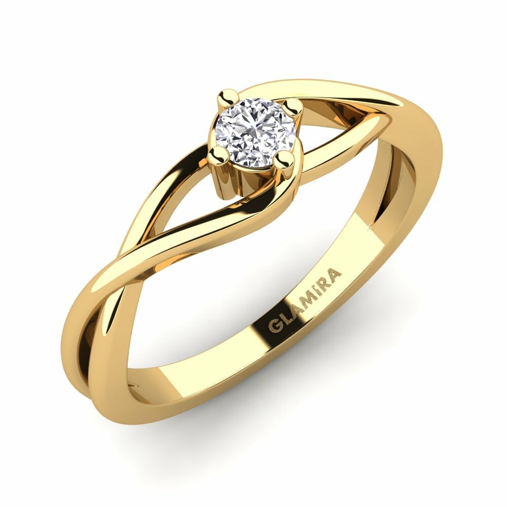 Solitario Clásico Anillos de compromiso Joy Oro Amarillo 585 Diamante