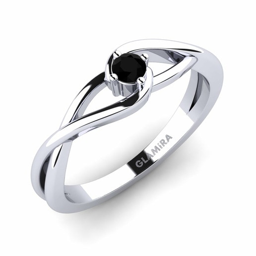 Ring Joy 0.1crt 585 White Gold & Black Diamond