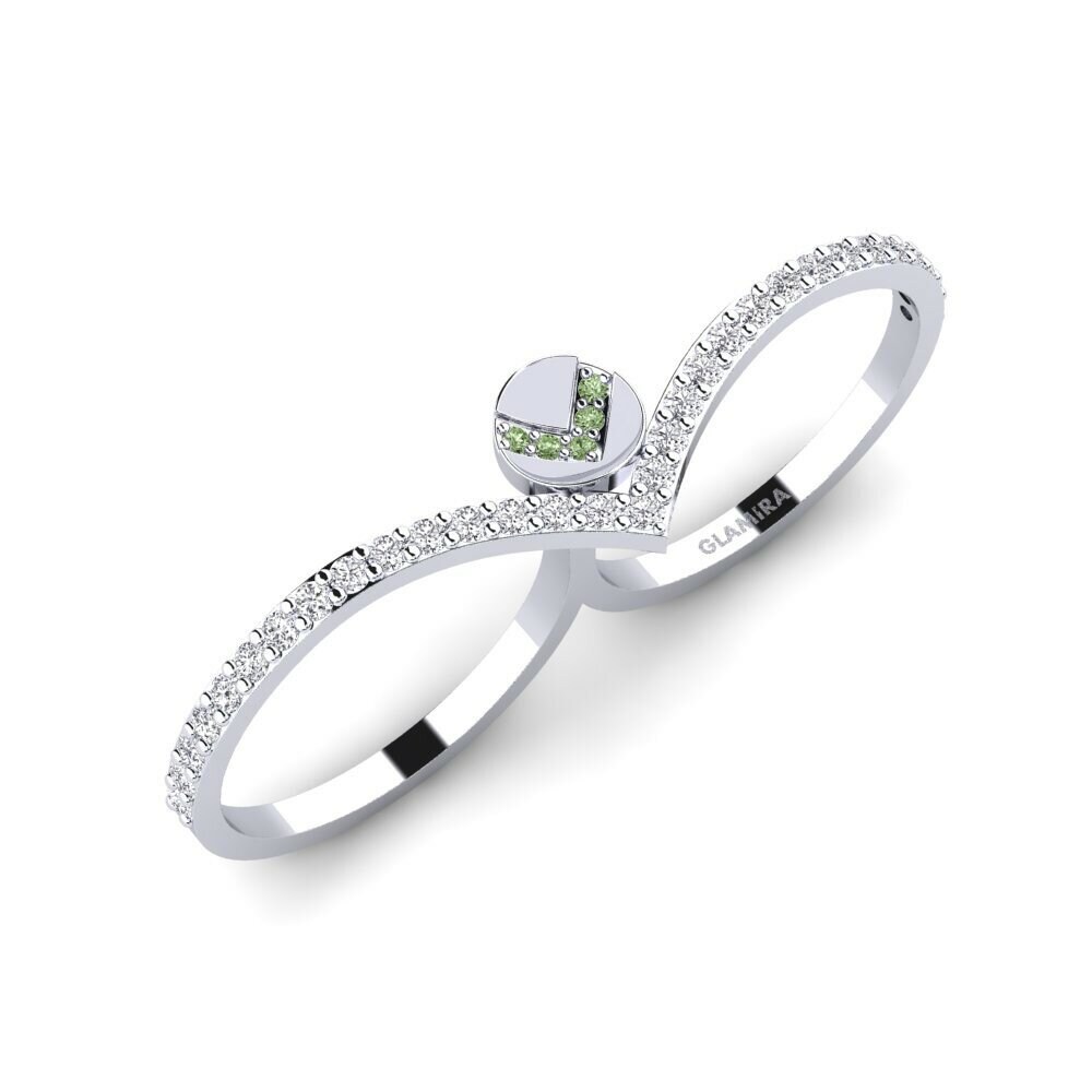 Argent Blanc Diamant Vert Bague Joyakdo