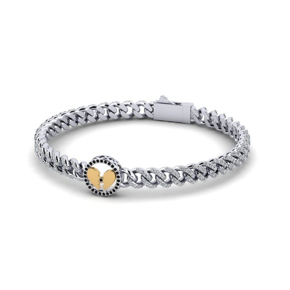 9ct White & Yellow Gold Black Diamond Women's Bracelet Jsars