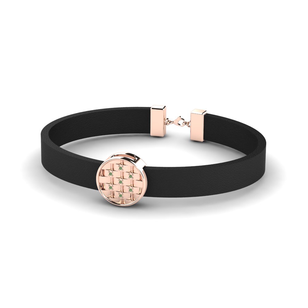 18ct Rose Gold Green Diamond Men's Bracelet Judah