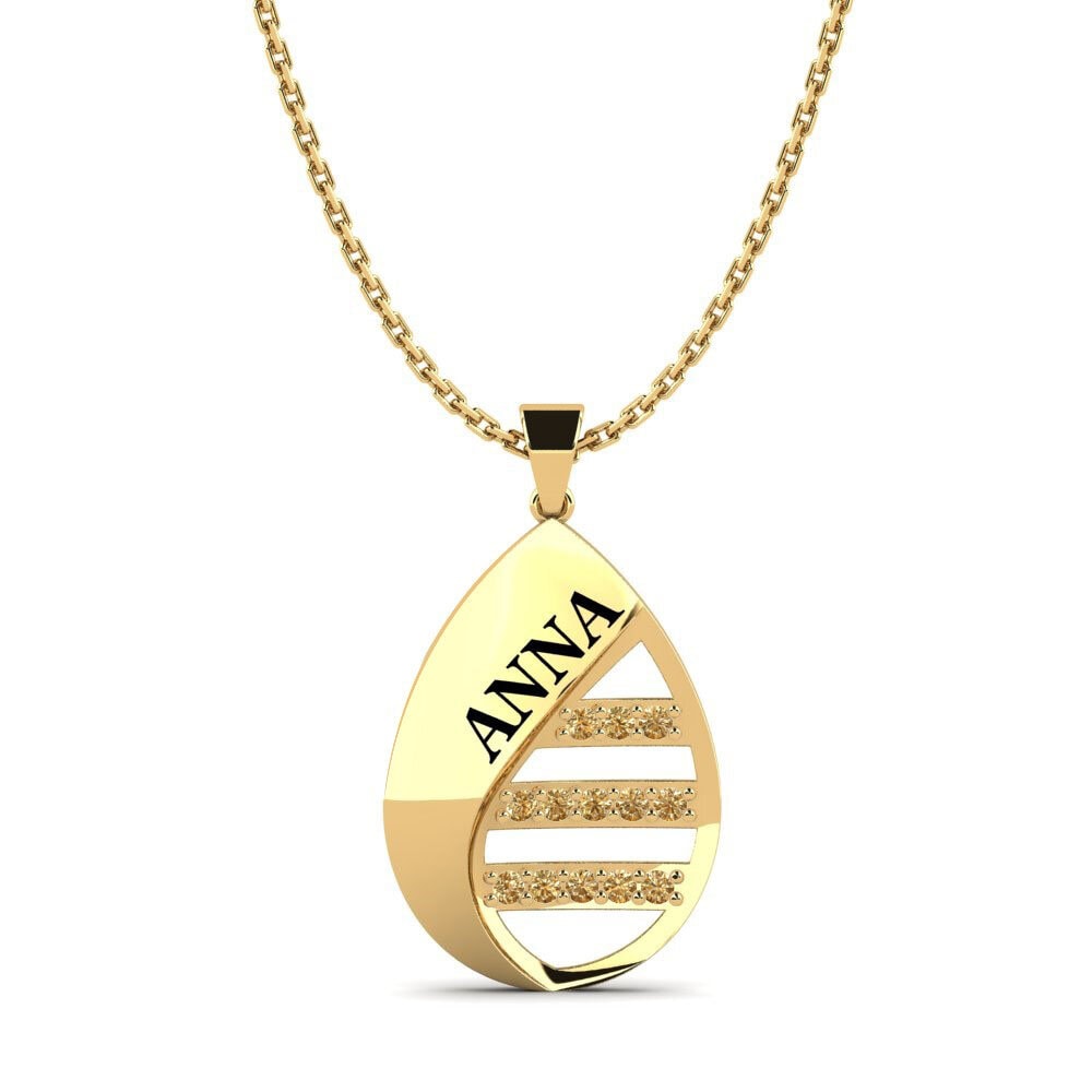 14k Oro Amarillo Diamante Marrón Colgante de Mujer Judie