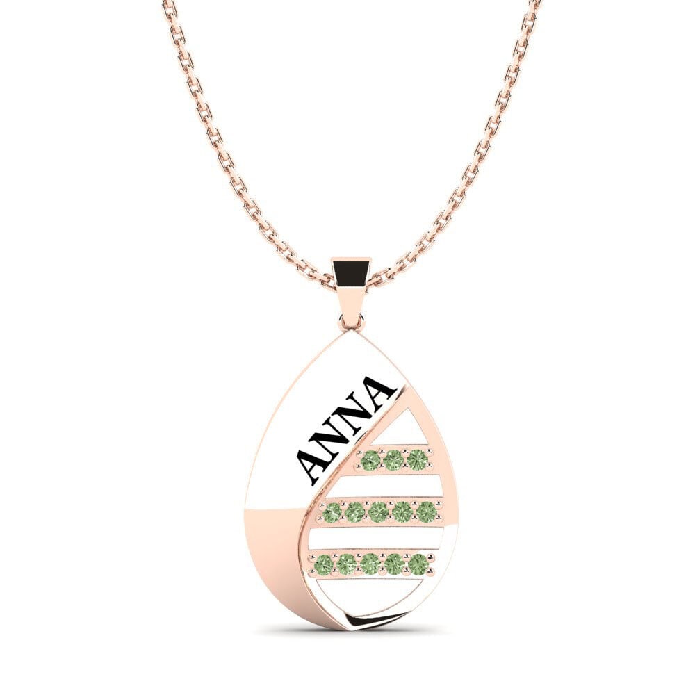 Rotgold 585 Grüner Diamant Damen anhänger Judie