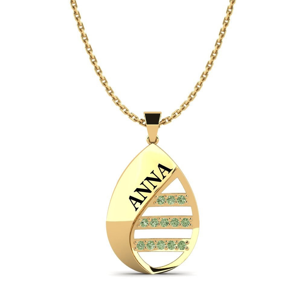 14k Oro Amarillo Diamante Verde Colgante de Mujer Judie