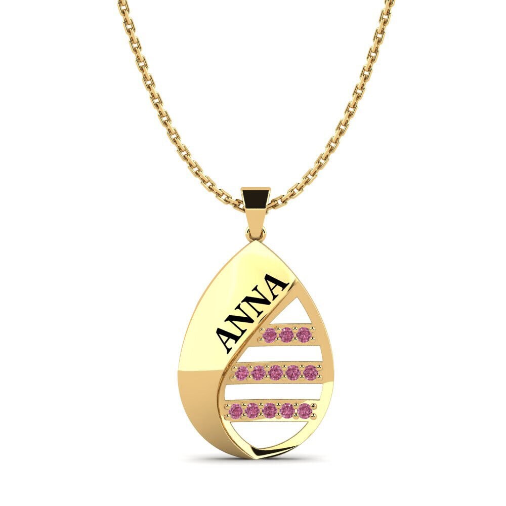 14k Oro Amarillo Granate Rhodolite Colgante de Mujer Judie