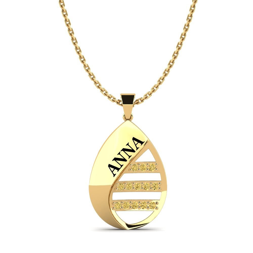 14k Oro Amarillo Diamante Amarillo Colgante de Mujer Judie
