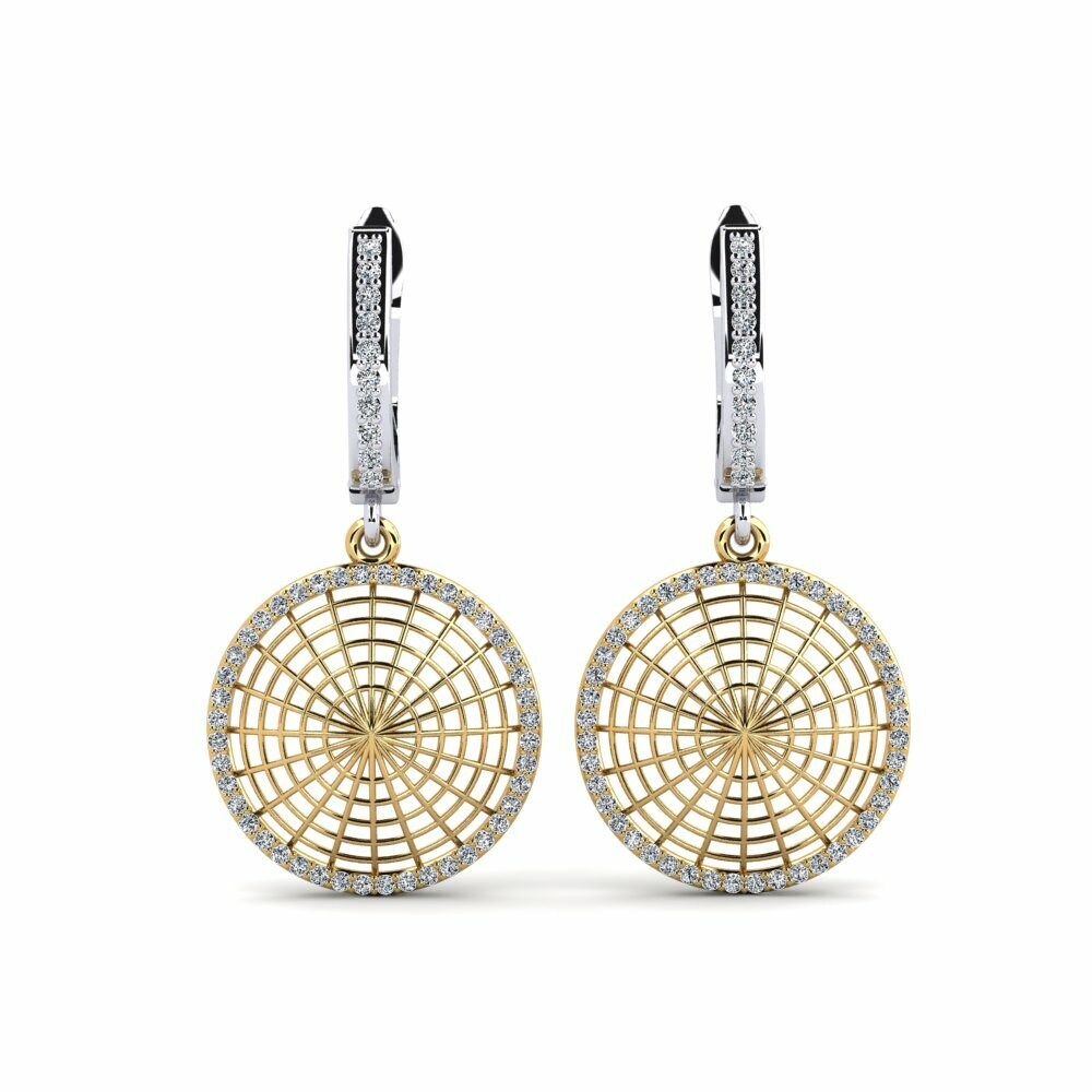 14k Oro Amarillo & Blanco Pendiente de mujer Jugula