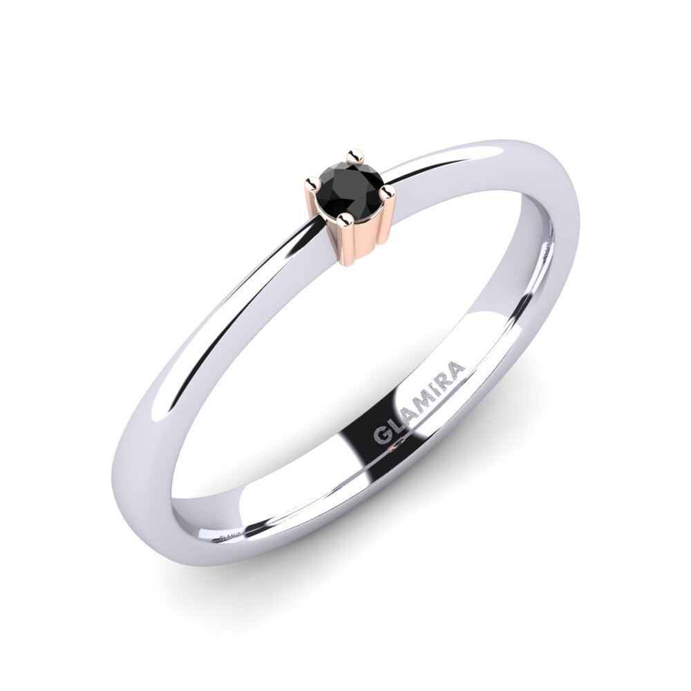 18K Wit & Rood Goud Zwarte Diamant Dames Ring Julia 0.05crt