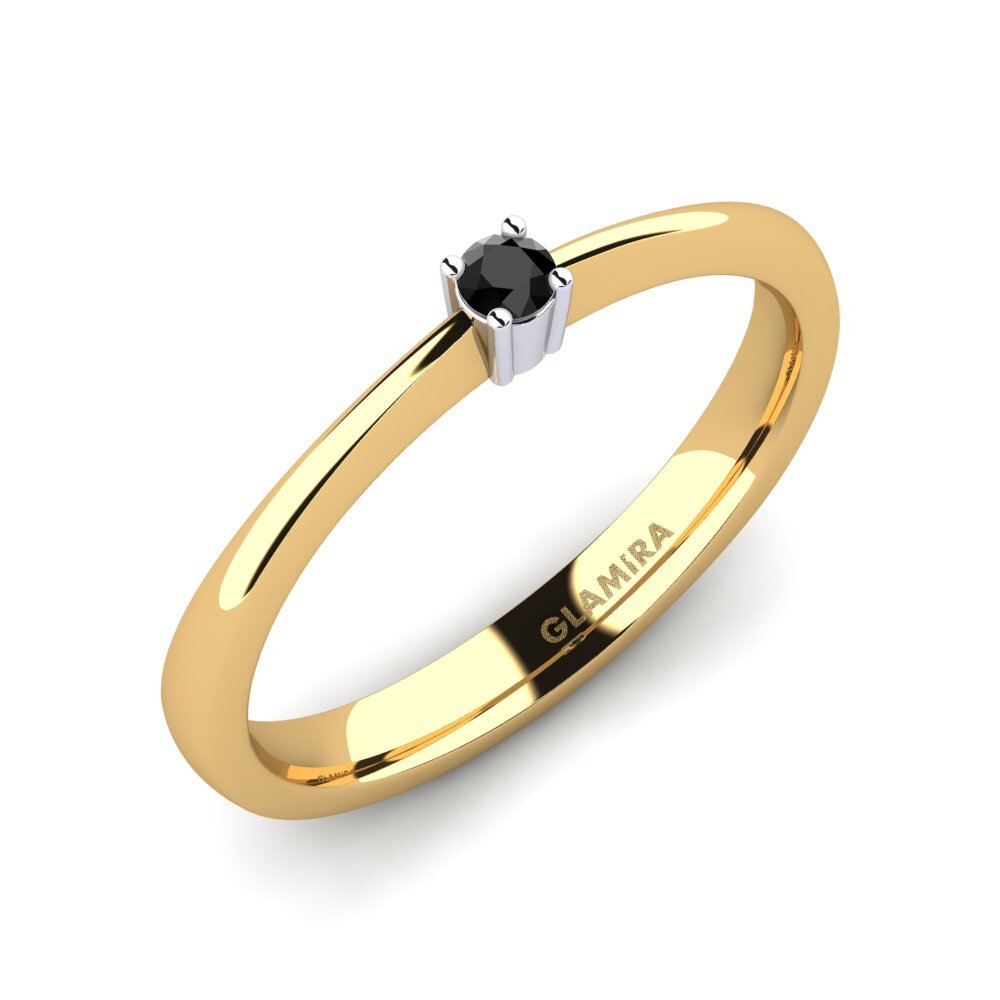 Oro Giallo & Bianco 375 Diamante Nero Anello da donna Julia 0.05crt