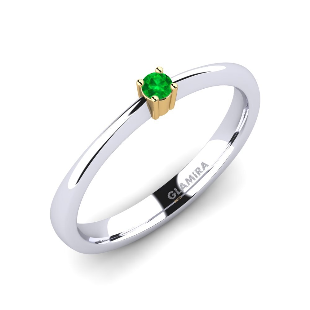 9k Oro Blanco / Amarillo Esmeralda Anillo de Mujer Julia 0.05crt