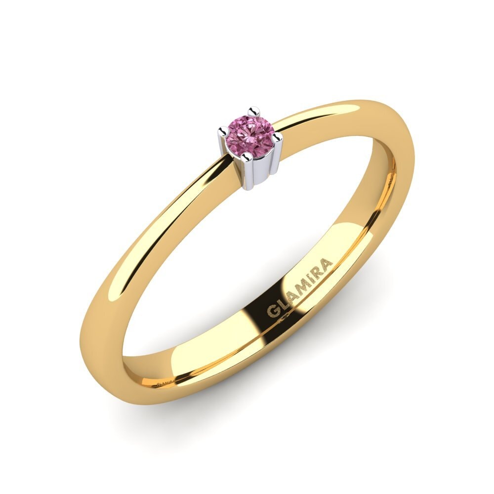 14k Oro Amarillo & Blanco Rodolita de Granito Anillo de Mujer Julia 0.05crt