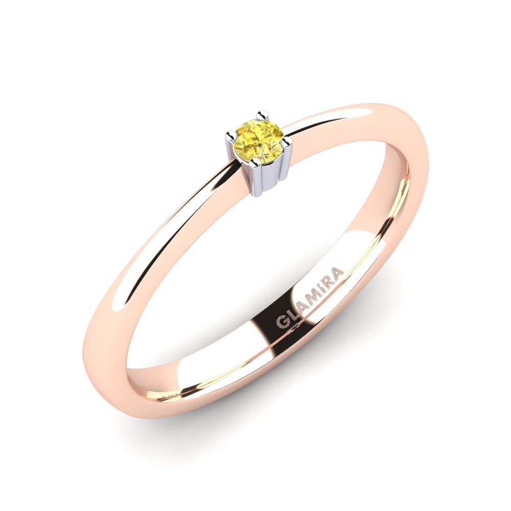 Oro Rosso & Bianco 750 Zaffiro Giallo Anello da donna Julia 0.05crt