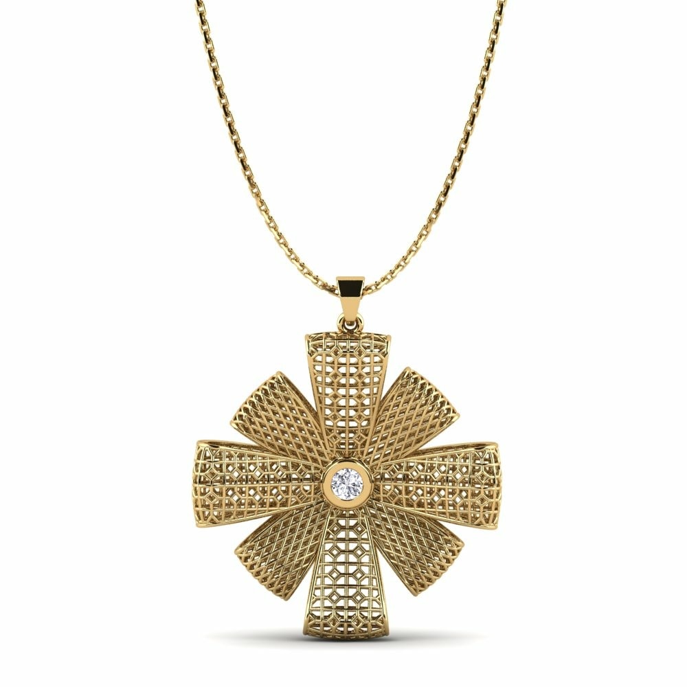 Or Jaune 14k Pendentif pour femme Junie
