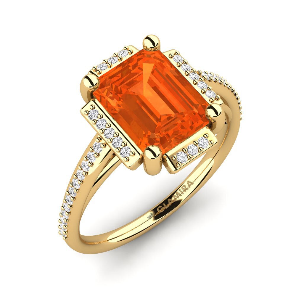 Gelbgold 585 Smaragdschliff Verlobungsring Juniper