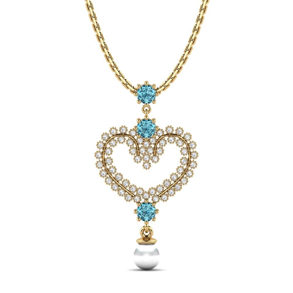 9ct Yellow Gold Blue Zircon Women's Pendant Junippa
