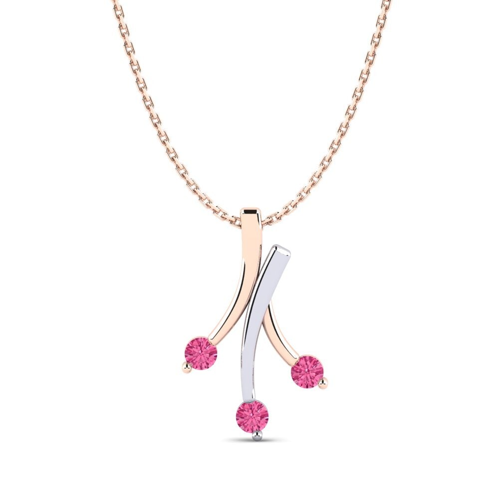 9k Oro Rosa & Blanco Turmalina rosa Colgante de Mujer Juterike