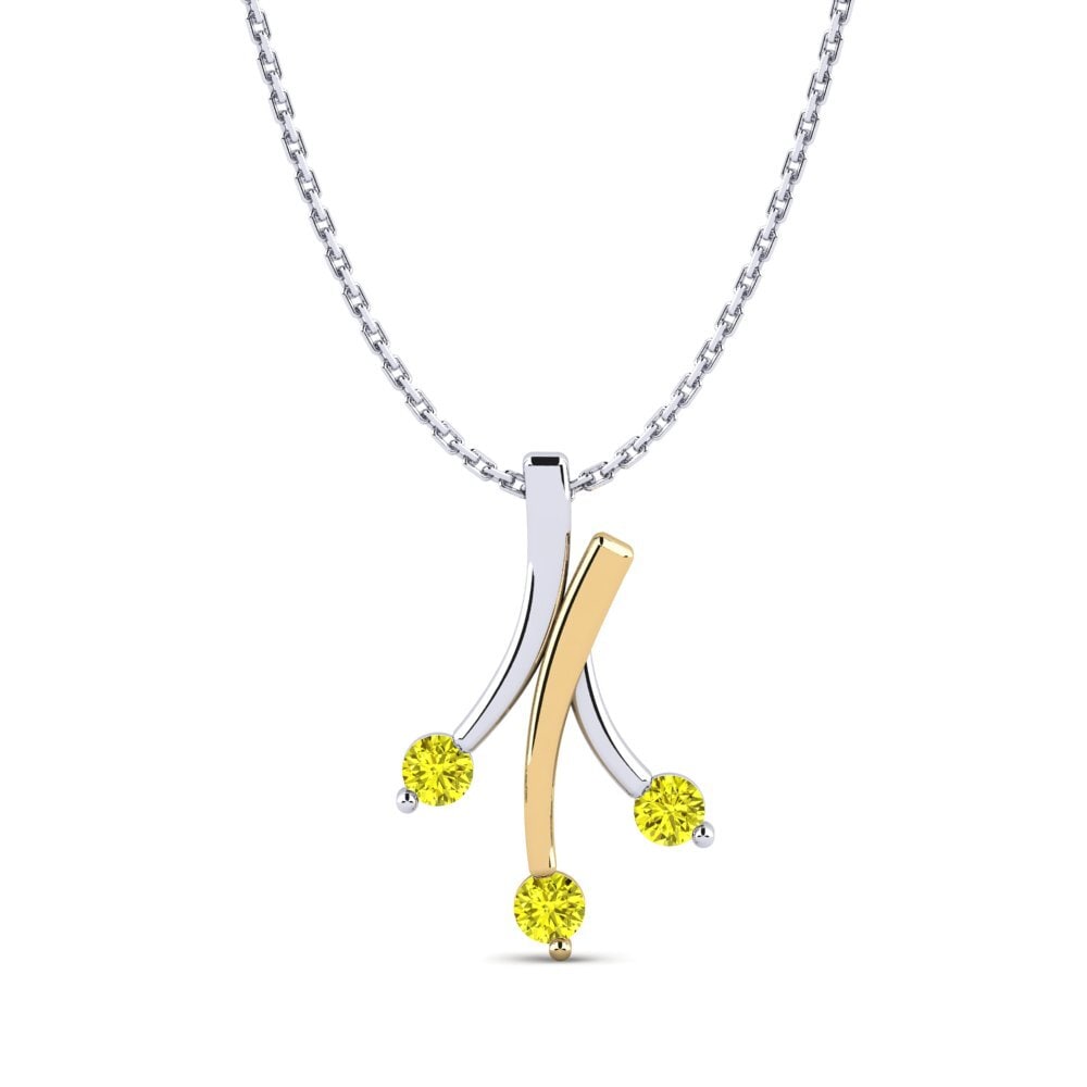Vàng Trắng-Vàng 18K Kim Cương Vàng Mặt dây chuyền nữ Juterike