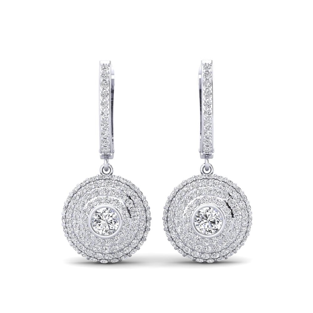 Orecchini pendenti con diamanti, oro bianco, 14K Orecchini pendenti con diamanti, oro bianco, 14K