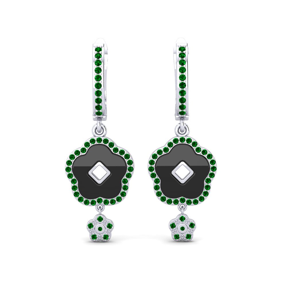 950 Platinum Green Zirconia Women's Earring Kacy