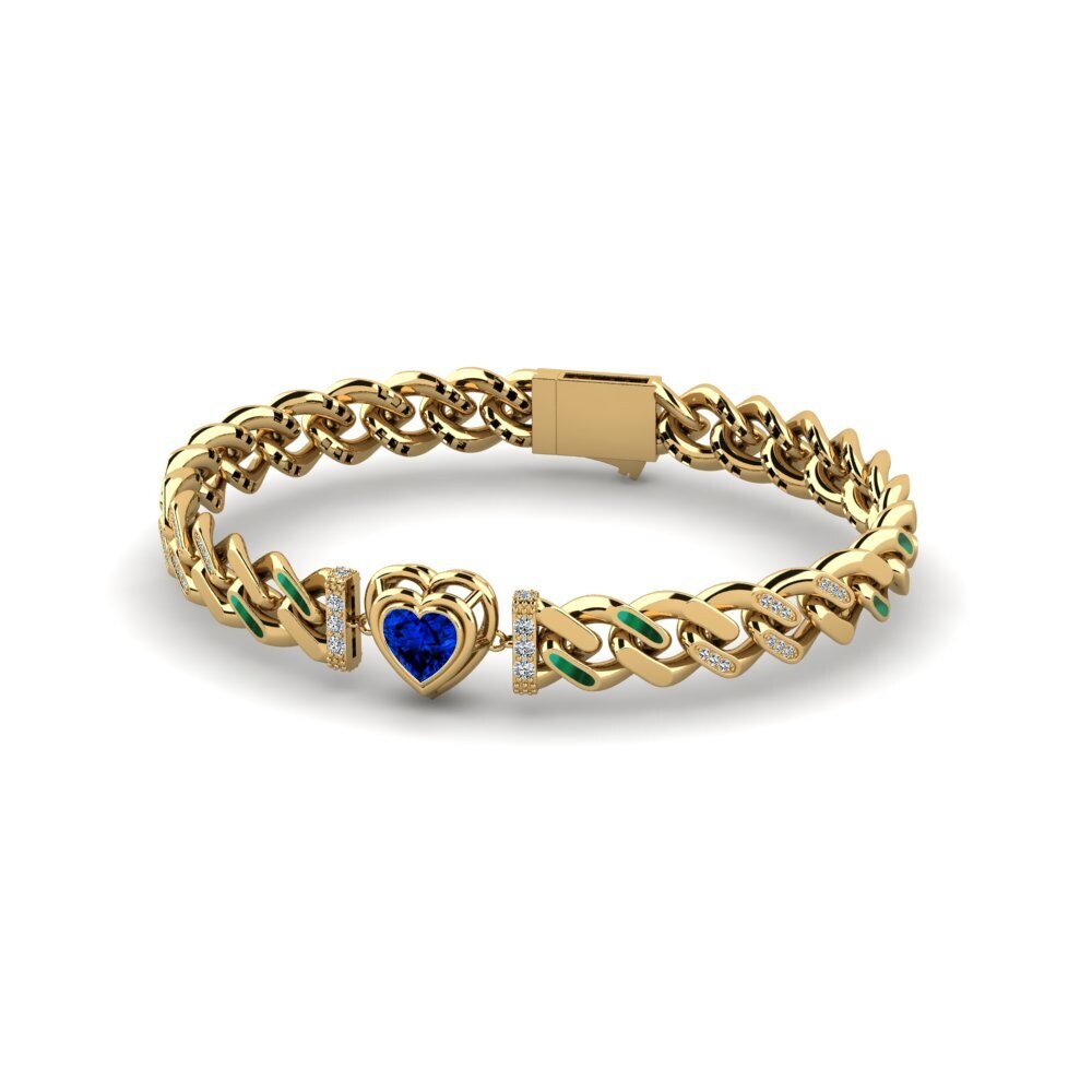 14k Oro Amarillo Safiro (Creado en Laboratorio) Pulsera de Mujer Kahali