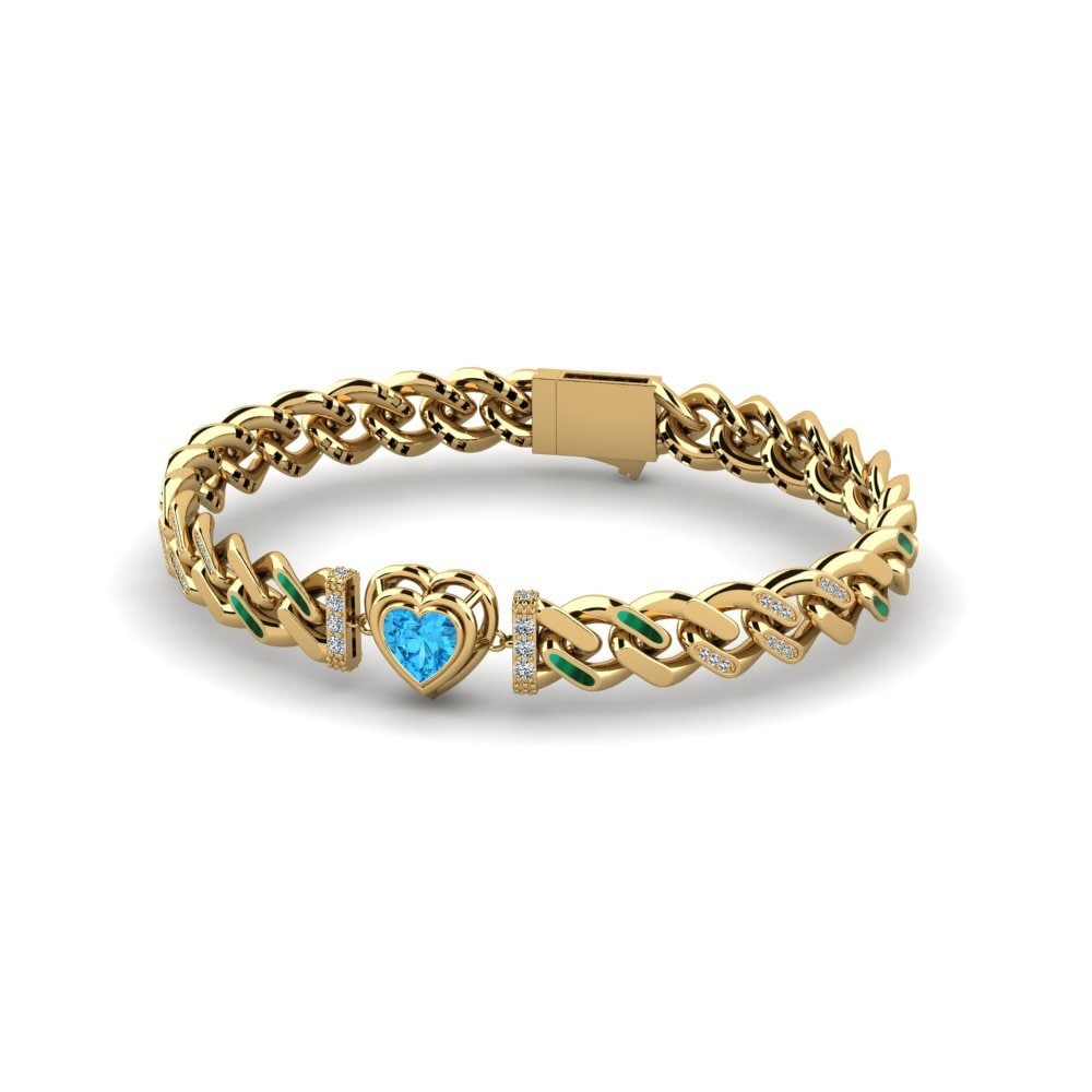 14k Oro Amarillo Topacio azul Pulsera de Mujer Kahali