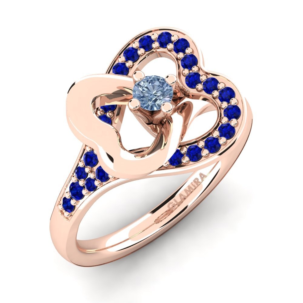 14K Rood Goud Blauwe Diamant Verlovingsring Kailyn 0.1 crt