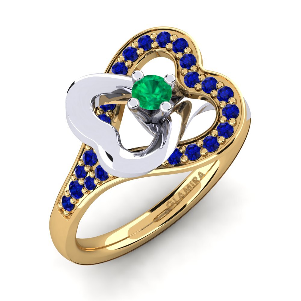 14K Geel & Wit Goud Smaragd Verlovingsring Kailyn 0.1 crt