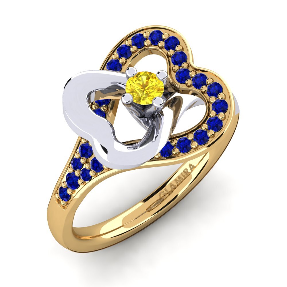 9K Yellow & White Gold Engagement Ring Kailyn 0.1 crt