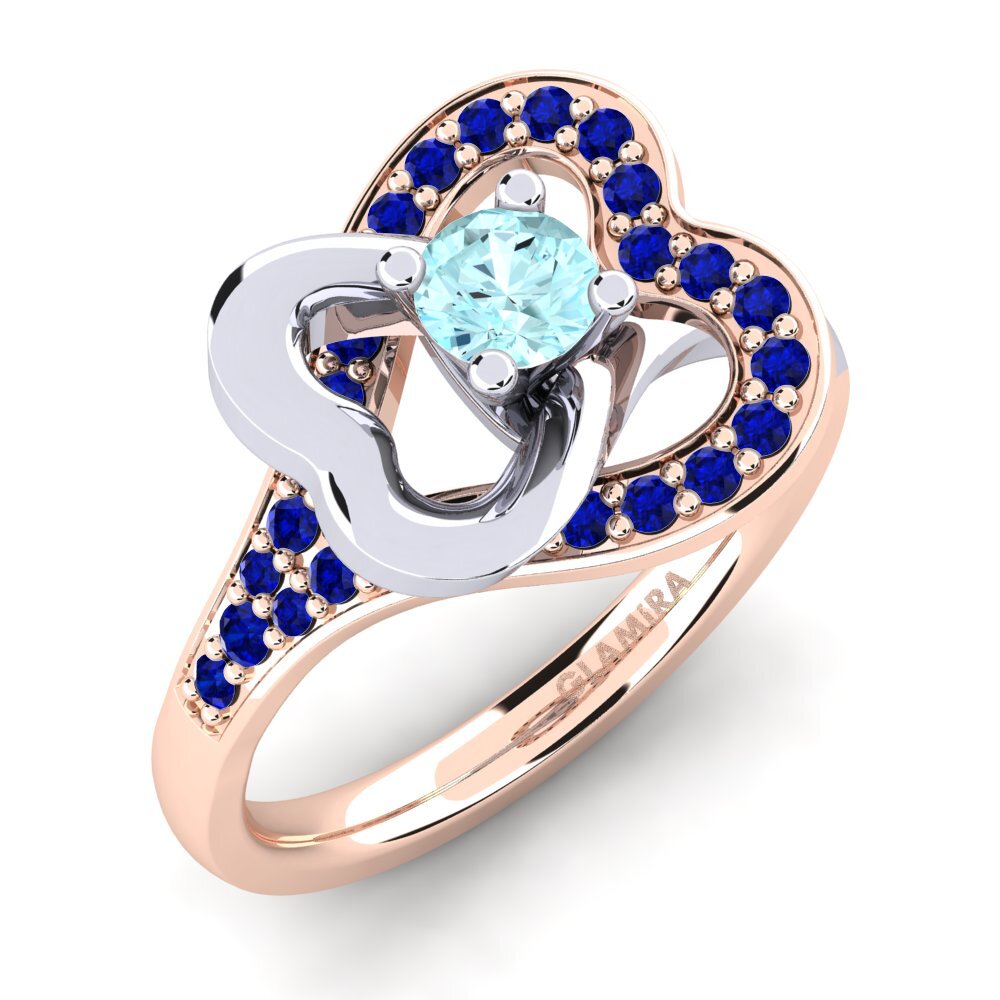 14K Rood & Wit Goud Aquamarijn Verlovingsring Kailyn 0.25 crt