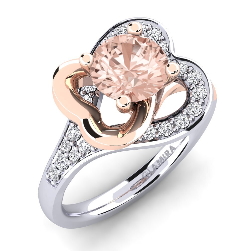 18ct White & Rose Gold Morganite Engagement Ring Kailyn 1.0 crt