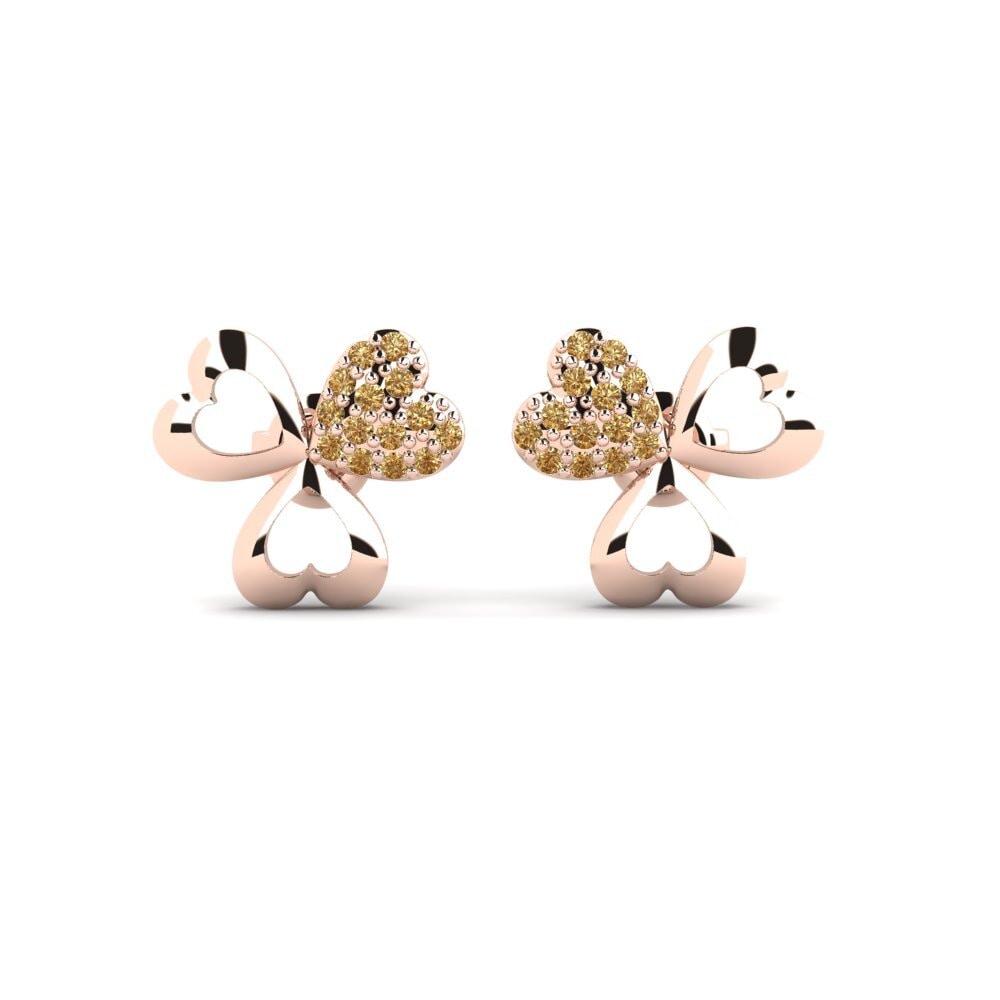 14ct Rose Gold Brown Diamond Women's Earring Kalanchoe Mother