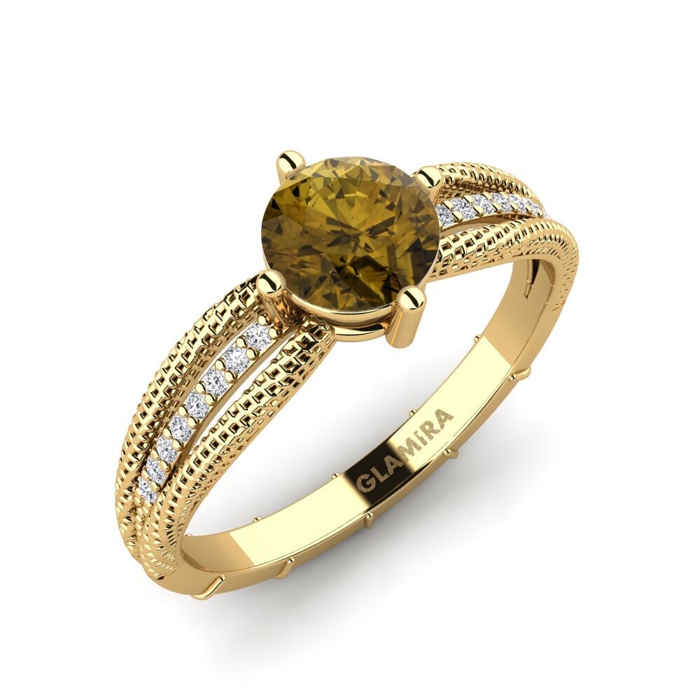 Round Brown Zircon Engagement Ring Kali