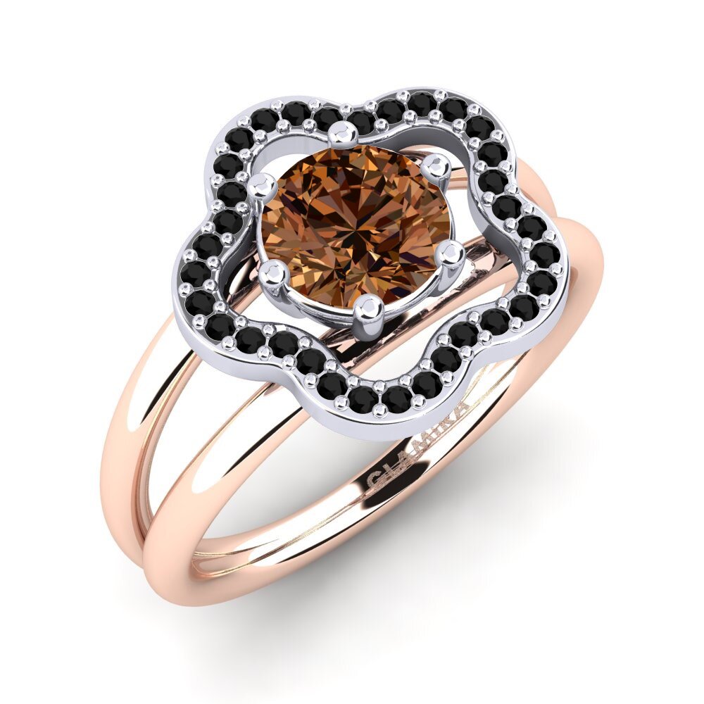 14ct Rose & White Gold Brown Diamond Ring Kalidah
