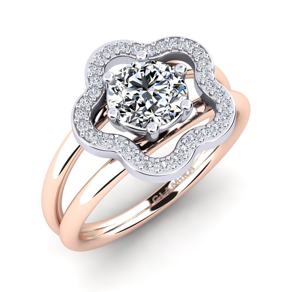 Oro Rosso & Bianco 585 Zircone Anello Kalidah