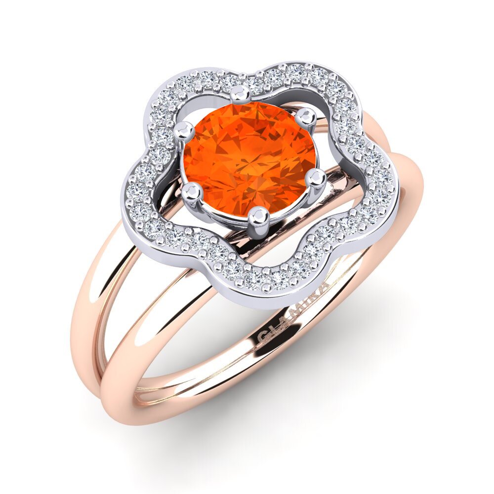 14ct Rose & White Gold Fire Opal Ring Kalidah