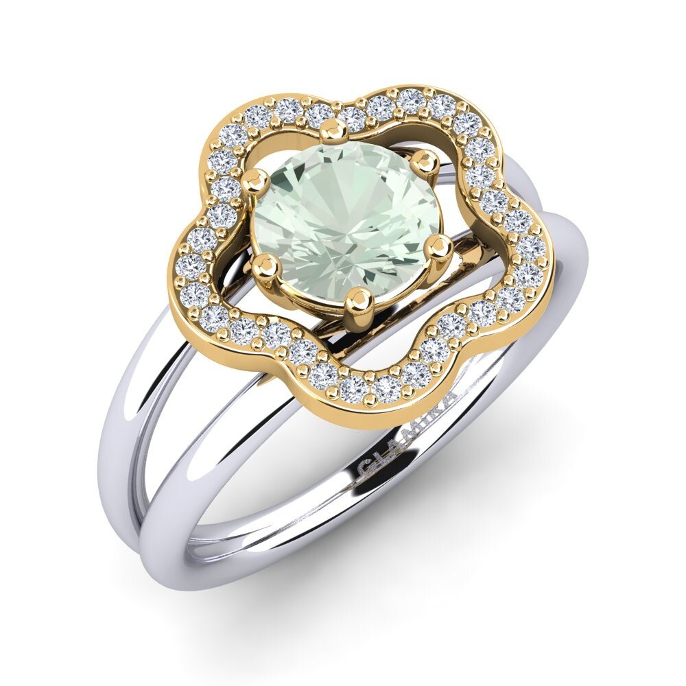 18ct White & Yellow Gold Green Amethyst Ring Kalidah