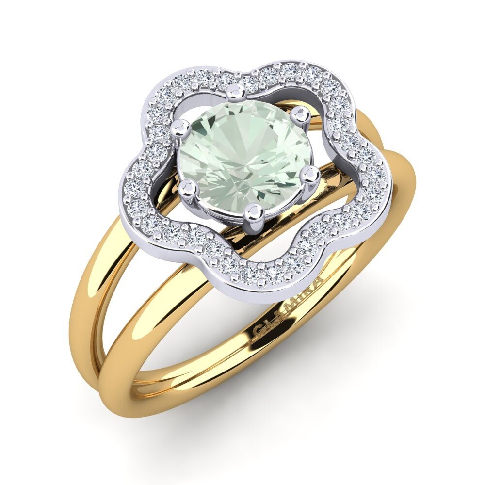 18ct Yellow & White Gold Green Amethyst Ring Kalidah