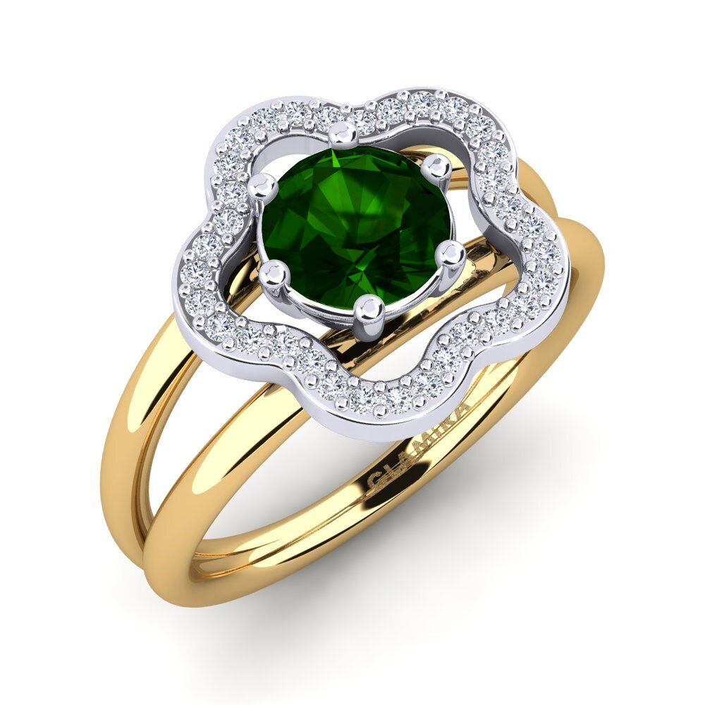 9ct Yellow & White Gold Green Tourmaline Ring Kalidah