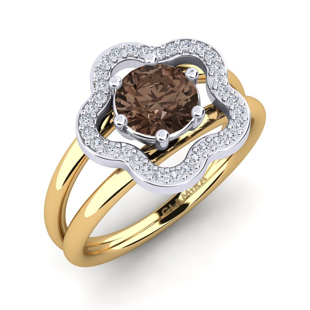 9ct Yellow & White Gold Smoky Quartz Ring Kalidah