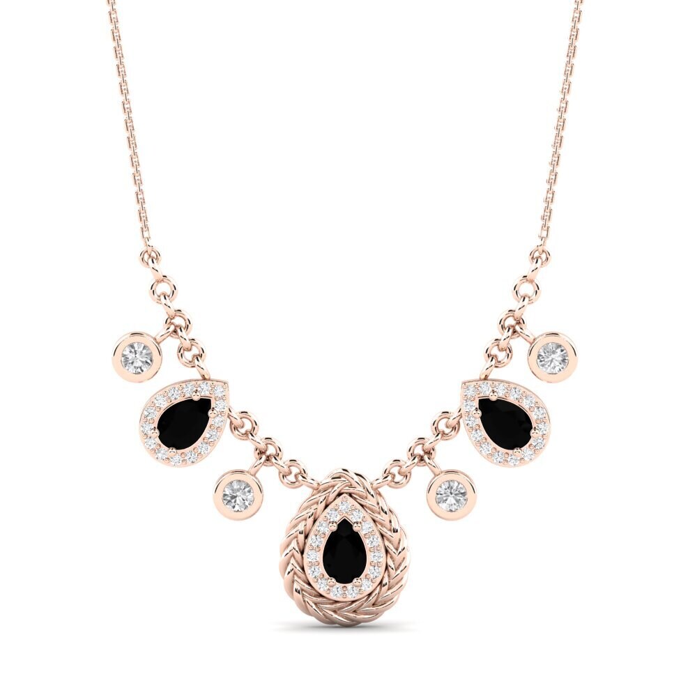 9ct Rose Gold Black Onyx Women's Necklace Kalipay