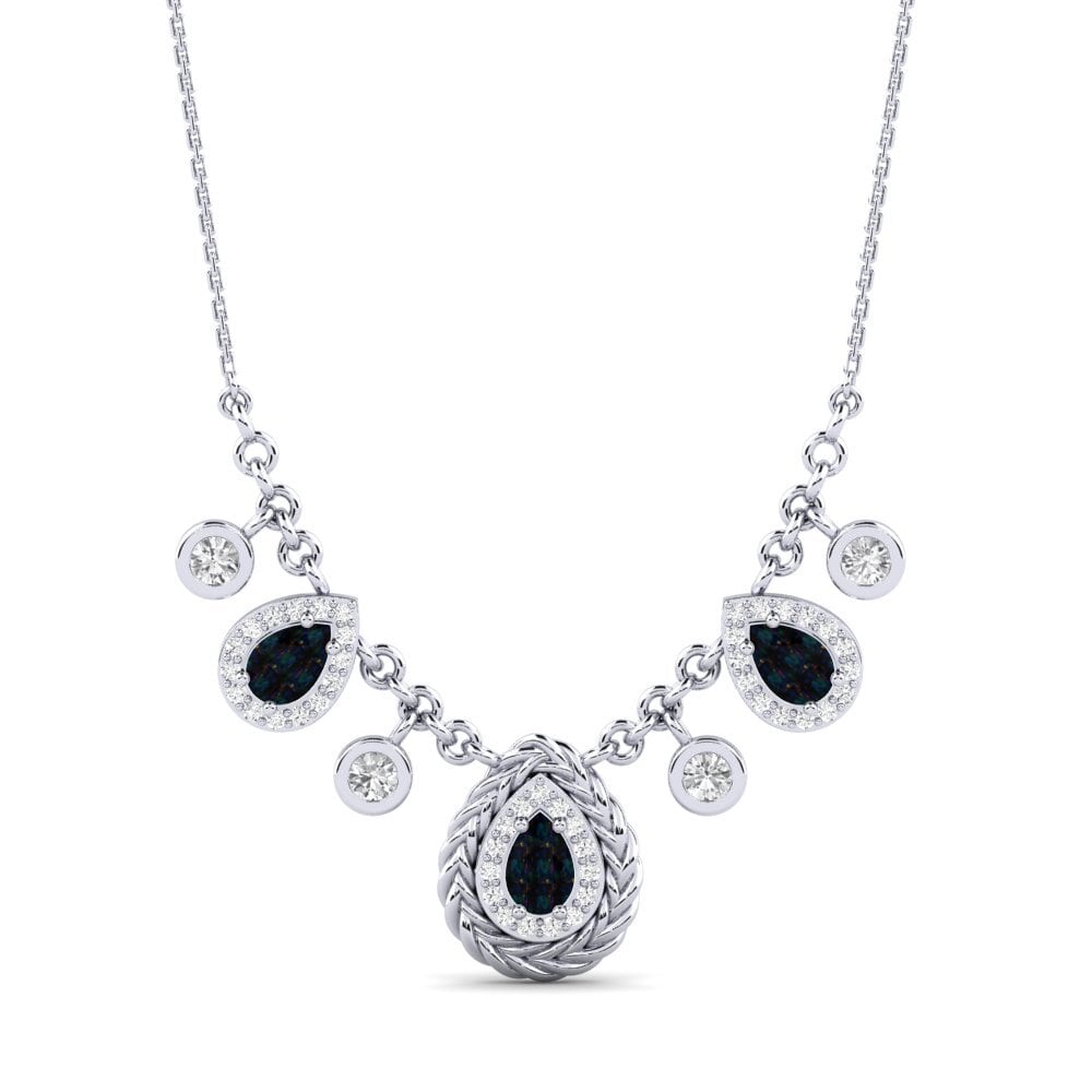 White Silver Black Opal Women's Necklace Kalipay