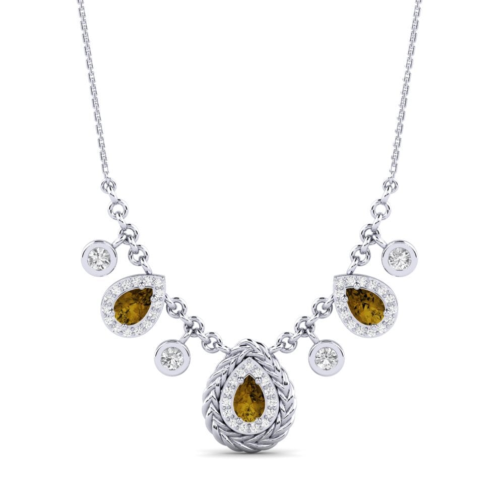 950 Palladium Brown Zircon Women's Necklace Kalipay