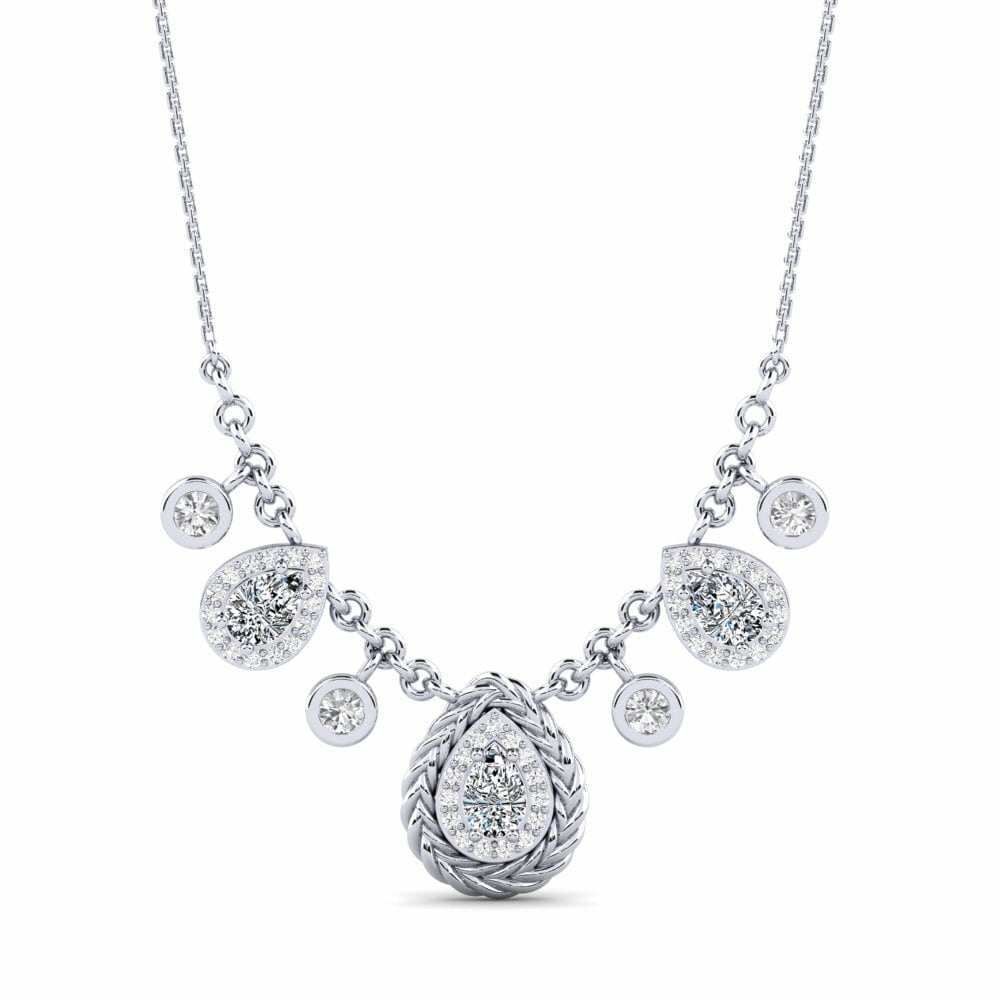 9ct White Gold Zirconia Women's Necklace Kalipay