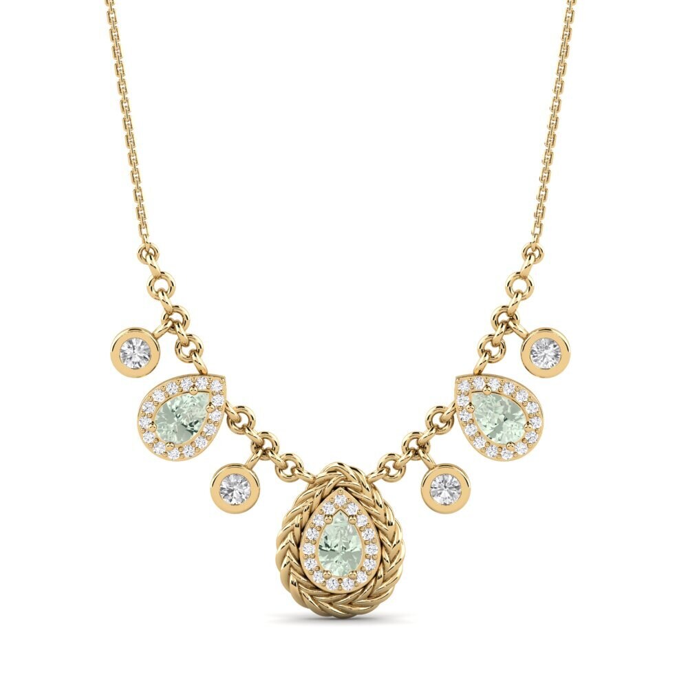 18ct Yellow Gold Green Amethyst Women's Necklace Kalipay
