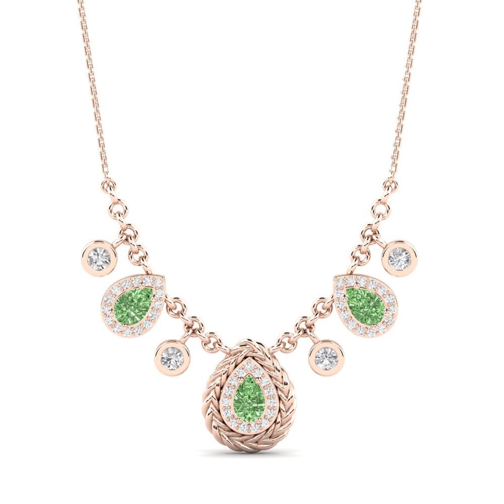 18ct Rose Gold Green Diamond Women's Necklace Kalipay