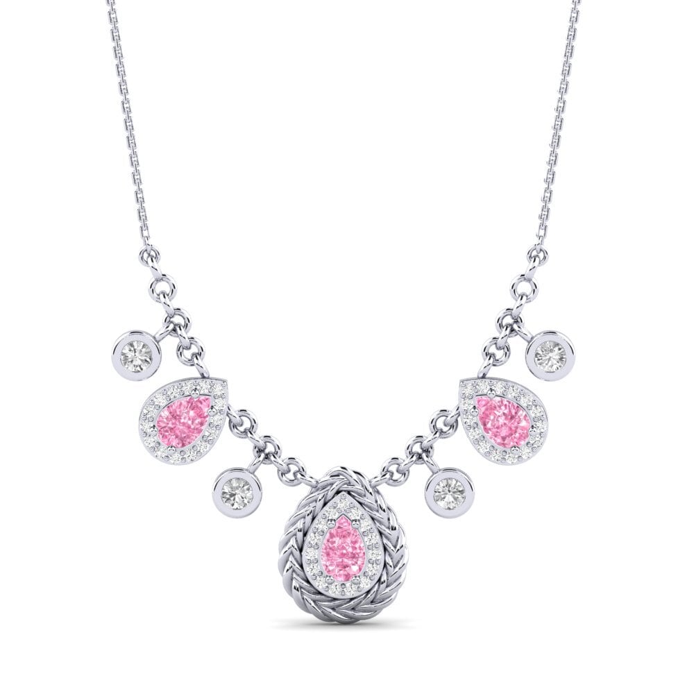 950 Platinum Pink Sapphire Women's Necklace Kalipay