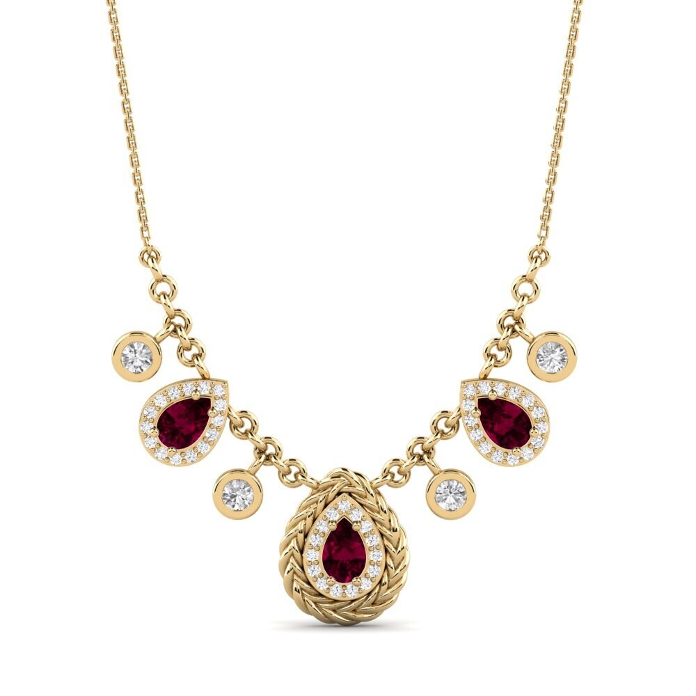 18ct Yellow Gold Rhodolite Garnet Women's Necklace Kalipay