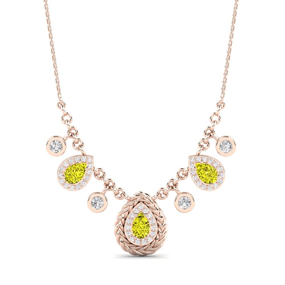 9ct Rose Gold Yellow Diamond Women's Necklace Kalipay