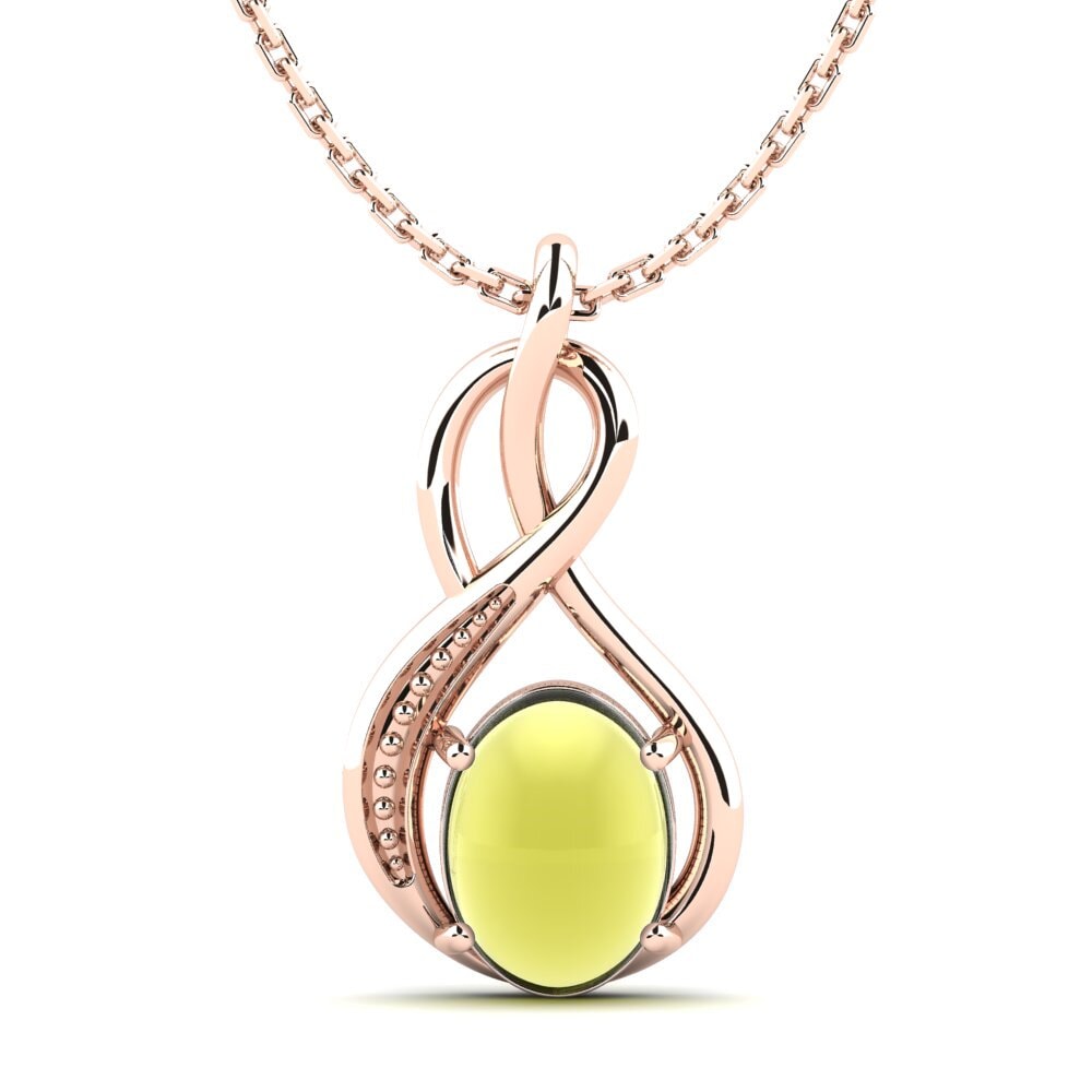 14k Oro Rosa Topacio Limón Cabujón Colgante de Mujer Kallesta